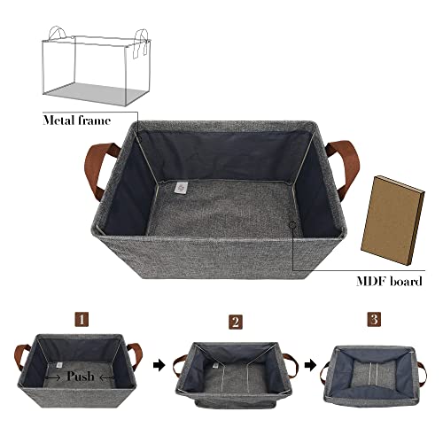 Granny Says Closet Organizer Bins, Storage Baskets For Shelves, Gray Closet Storage Bins With Handles, Closet Shelf Organizer And Storage, Cloth Storage Bins For Organizing, Large, 2-Pack #TOP2