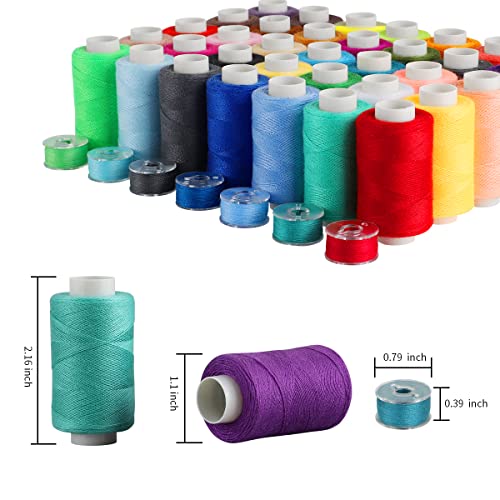 Blibly 72Pcs Bobbins Sewing Thread Kits, 500 Yards Per Polyester Thread Spools With Needle, Threader, Scissors And Ruler, Prewound Bobbin With Case For Hand & Sewing Machine,36 Colors #TOP4