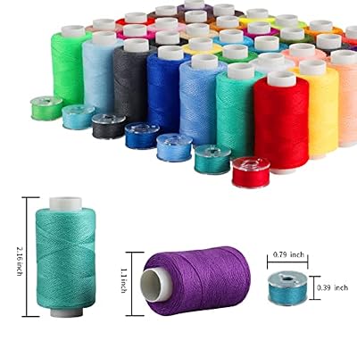 Blibly 72Pcs Bobbins Sewing Thread Kits, 500 Yards Per Polyester Thread Spools with Needle, Threader, Scissors and Ruler, Prewound Bobbin with Case for Hand and Sewing Machine,36 Colors