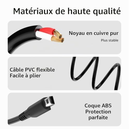 Câble de Chargeur USB Nintendo 1,2 m pour New 3DS XL, 3DS, New 2DS XL, 2DS, DSi – vue 3