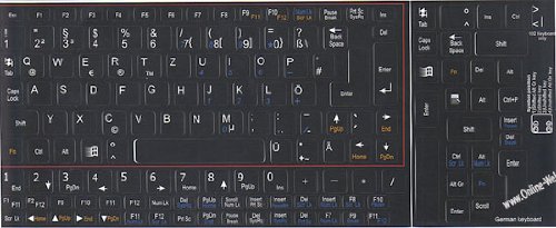 Calcomanías para teclado alemán para netbook negro miniatura 2
