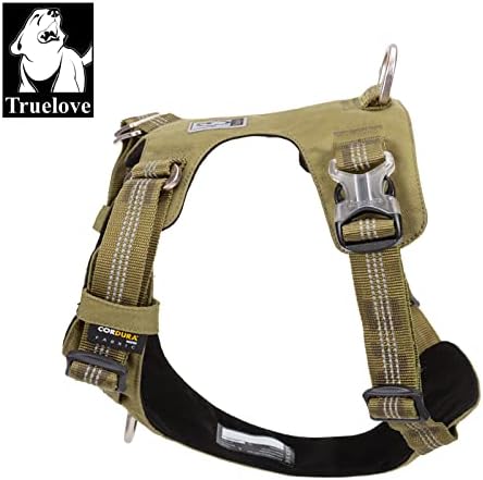 Truelove Explosion-Proof Waterproof Fabric Dog Harness High Density Nylon Webbing Light-Weight Outdoor Product Suitable Small and Medium Large Dog TLH6282(Army Green, L)