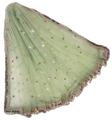 Image of Navti Creations Women's Lightweight Net Dupatta With Sequence Embroidery & Kiran Border (Length 2.25m)