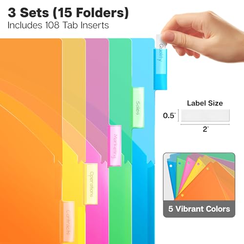 Intercalaires en plastique durable avec inserts d'étiquettes pour un tri efficace - 3