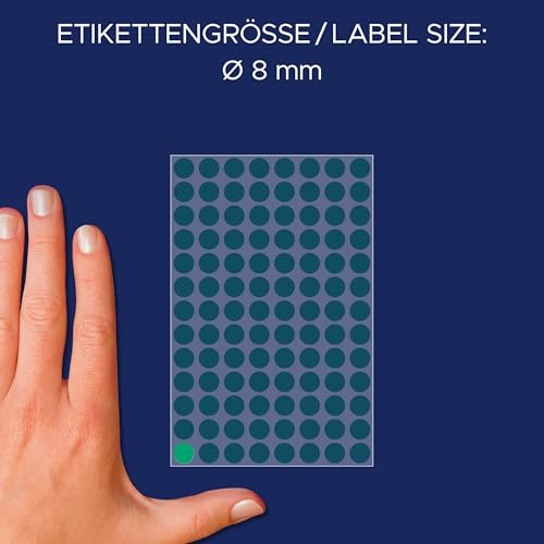 AVERY Zweckform 3012 selbstklebende Markierungspunkte 416 Stück (Ø8mm, Klebepunkte auf 4 Bogen, Punktaufkleber zur Farbcodierung, runde Aufkleber für Kalender, Planer und zum Basteln, Papier) grün