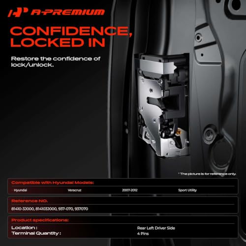 Image of A-Premium Rear Left Driver Side Door Lock Actuator | Compatible with Hyundai Veracruz 2007-2012 Sport Utility