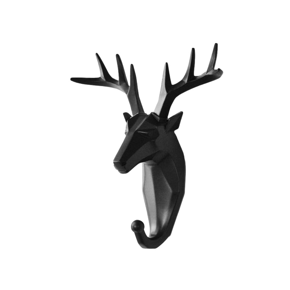 WOVEBIUS Animal Shape Coat Hook Made of Resin for Long-Lasting Not Easy to Wear. Easy to Install Animal Head Coat Hook Coat Hooks Black (Deer)