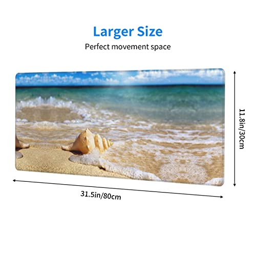 Tapis de souris imperméable Ocean Seashell grand format avec base en caoutchouc antidérapant