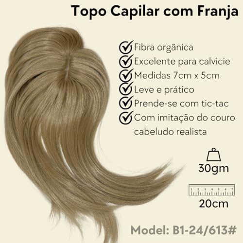 LIONSWIG, Prótese capilar feminino topo de tic-tac fibra orgânica Cor:Loiro B1-24/613