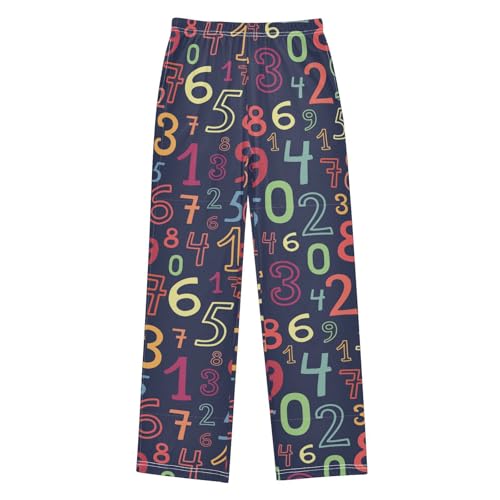ZZXXB Numbers Boys Long Pants Soft Trousers Elastic Waist Kids Lounge Bottoms with Pockets S-XL