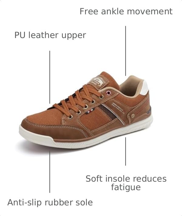Image of ARRIGO BELLO Mens Casual Shoes Fashion Sneakers Breathable Comfort Classic Lace-Up Low Top Walking Shoes