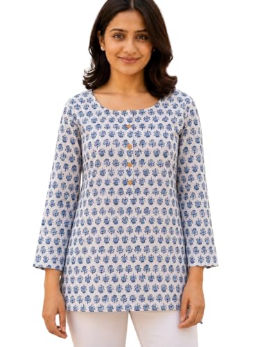 Image of feranoid Printed Top with Round Neck & 3 /4 Sleeves (S-XXL)