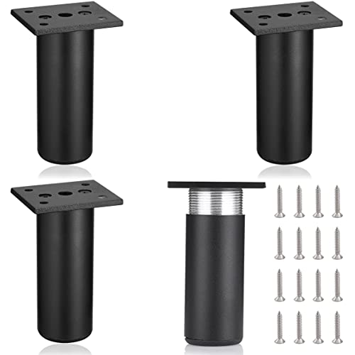MixDora 4Pcs Adjustable Furniture Legs Black Metal Sofa feet Aluminum Alloy Couch Legs Wardrobe Foot Bed Feet Furniture Replacement Legs