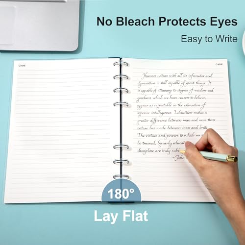 CAGIE Discbound Notebook - Customizable Notebooks 7 x 10 inch with Removable Pages 100 gsm, B5 Notebook for School with Poly Cover, 100 Pages Discbound Planner Wide Ruled, Blue — view 5