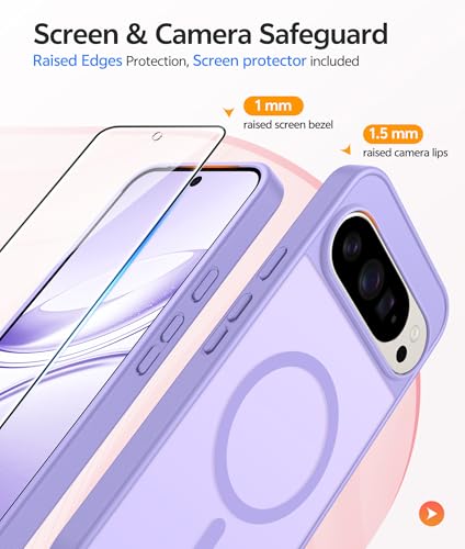 Image of FNTCASE for Google Pixel 10 Pro Case: for Pixel 10 Case [Fit for Magsafe] Translucent Matte Cases with [Screen Protector] Military Grade Shockproof Protective Magnetic Phone Cover (6.3inch - Purple)