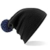Beechfield Snowstar Beanie Hat - Warm & Stylish Winter Headwear Black/Classic Red #1