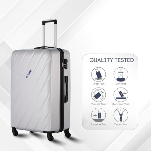 Image of CONWAY Aero 55cm+75 cm (Small+Large), Trolley Bag Set of 2, ABS Hard Case Suitcase, 8 Wheels, TSA Lock, Lightweight Travel Luggage - Silver