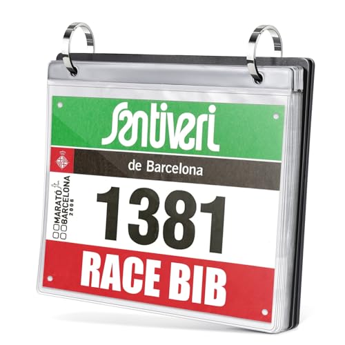 Race Bib Holder 20 Sleeves Runners Race Bib Album Bib Number Display Holder Vinyl Sheet Protectors Black