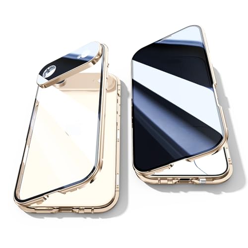 Coque iPhone 17 Air anti-regard dorée avec protection intégrale en verre trempé