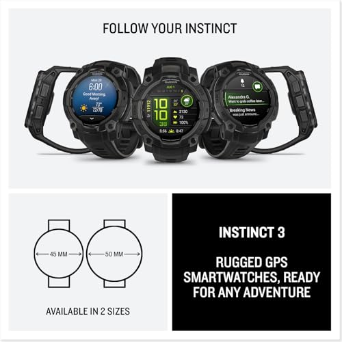 Garmin Instinct® 3 AMOLED, Rugged GPS Smartwatch, 45mm, Black photo 8