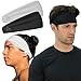 Value 2-Pack, Mens Headband - Guys Sweatband & Sports Headbands Moisture Wicking Workout Sweatbands for Running, Crossfit, Skiing and bike helmet friendly - Value Pack - 1-Black & 1-White Sweatbands