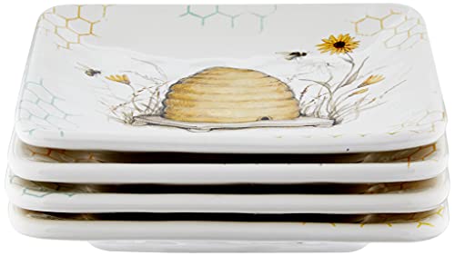 Certified International Bee Sweet 6" Canape/Luncheon Plates, Set Of 4 Assorted Designs #TOP1