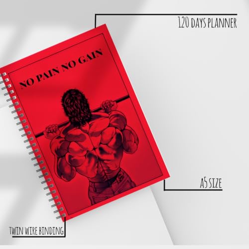 Image of Zenithink Daily Planner Undated KIT with 3 Bookmarks | 60+Stickers - 350gsm A5 Size Hard Bound, 80 GSM - 164 pages | Day | Weekly | Monthly Pages (Motivational No Pain No Gain - Daily Planner Get Things Done) | 4 Months