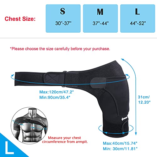 ipow Adjustable Unisex Shoulder Support Brace Strap Fits Left or Right Shoulder Helps Shoulder Stability - L