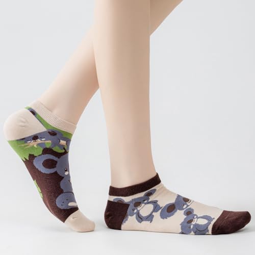 2 Pairs Funny Cartoon Animal Print Cotton Ankle Socks for Women Teens4
