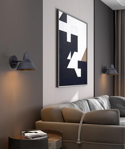 Image of Yosoan Set of 2 Black Indoor Vanity Wall Sconce with Dimming On Off Switch | Hardwired Vintage Fixture with 6.89 inch Bowl Metal Shade Reading Bedroom Bunk