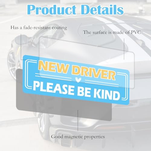 Image of 5Pcs Magnetic Car Stickers for Beginners, New Magnetic Sign Student Driver Warning Stickers Suitable for Students Novices Learner as Auxiliary Equipment Decoration Gift Supplies