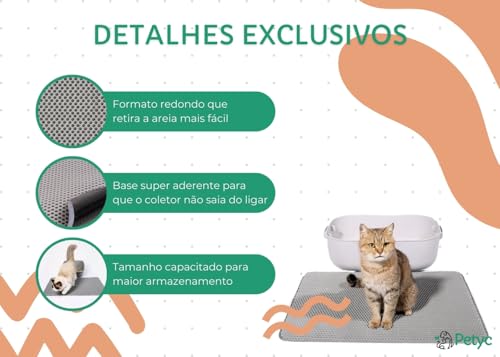 Tapete Coletor De Areia Higiênico Tamanho EXG 100x68 Cinza PETYC Caixa de Areia Para Gatos Anti Suje