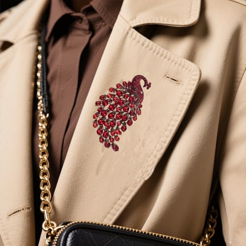Image of Rhinestone Peacock Brooch Pin for Women Girls Crystal Bird Animal Brooches Lapel Pins Dress Accessories Wedding Mother's Day Birthday Jewelry Gift