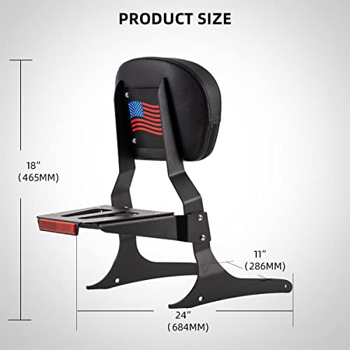 Gamyipp Powersports Sissy Bar With Backrest Flag Pattern Luggage Rack For Yamaha Xvs 950 V Star 950 2009-17(Black) #TOP4