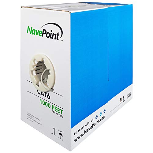 Image of NavePoint Cat6 (CCA), 1000ft, Grey, Solid Bulk Ethernet Cable, 550MHz, 23AWG 4 Pair, Unshielded Twisted Pair (UTP)