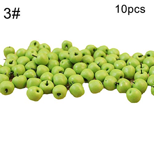 Whiie891203 DIY Dollhouse Miniatures 10Pcs Mini Fruit Kiwi Apple Model Handmade Clay Toys DIY Dollhouse Scene Decor - 10pcs Green Apple#