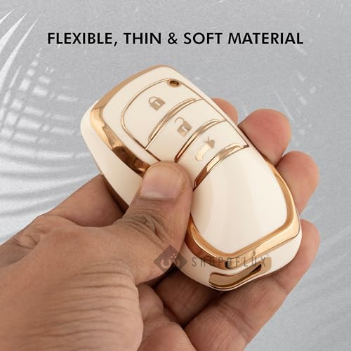 Image of SHOPOFLUX TPU Key Cover Compatible with Toyota Fortuner | Fortuner Legender | Innova Hycross | Invicto 3 Button Smart Key (White)