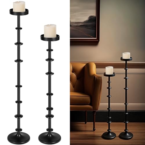 Maxdot Black Metal Pillar Candle Holder 36" 29" Tall Decorative