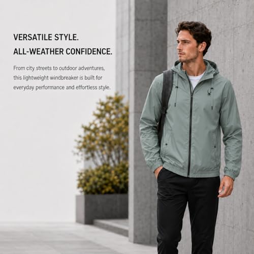 Image of Spyder Mens Windbreaker Jacket - Hooded Lightweight Breathable Hiking