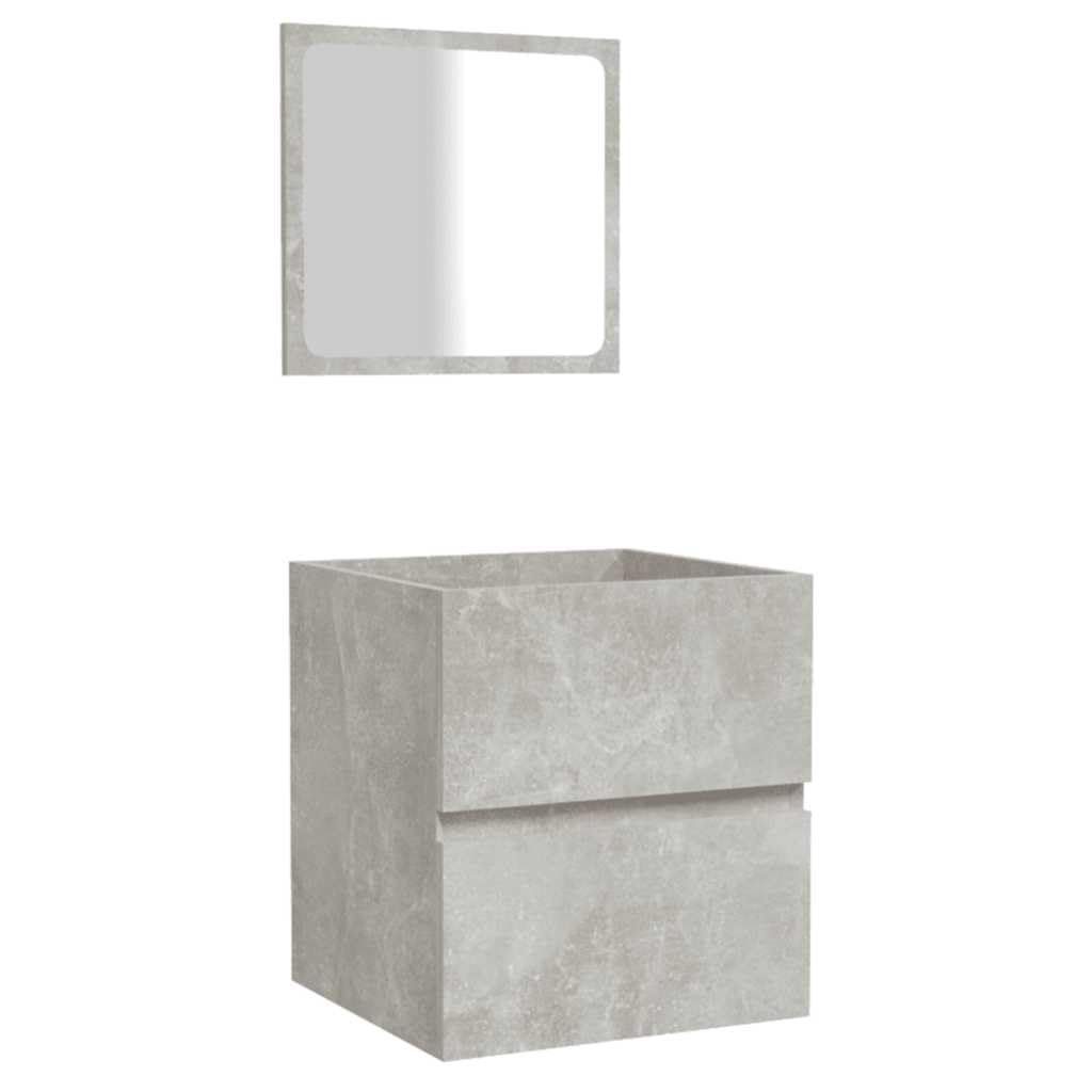Armario de baño con espejo, color gris hormigón, de madera, para montar en la pared, con cajón para mucho espacio de almacenamiento, armario de almacenamiento para debajo del lavabo para