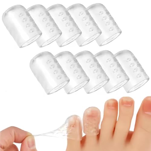 10 protectores de dedos de los pies protectores de dedos de silicona transparente transpirable antifricción con agujeros cómodo protector de gel para mujeres y hombres