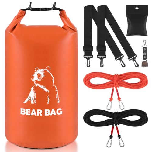 20L Bear Bags for Food Backpacking, Waterproof Bear Bag Hanging Kit, Orange