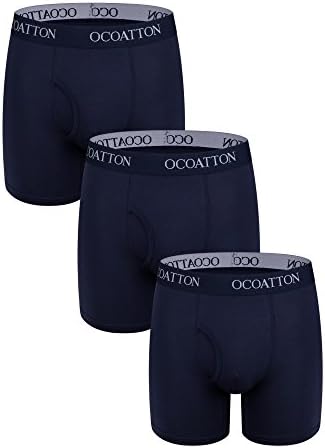 Ocoatton Men's Underwear Briefs 3-Pack Breathable Cotton Boxer Briefs With Front Fly (XXXL / 48-50, 3Blue)