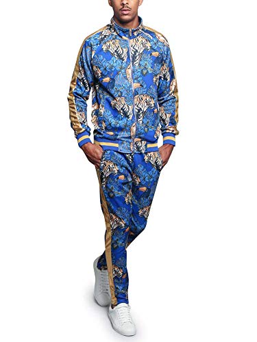 G-Style Usa Men's Royal Floral Tiger Track Suit St559 - Royal Blue - 5X-Large #TOP4