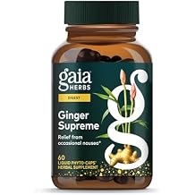 Gaia Herbs Ginger Supreme - Supports Healthy Digestion & Relieves Occasional Nausea* - with Organic Ginger Root & Turmeric Root - 60 Vegan Liquid Phyto-Caps 60 Servings