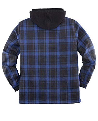 Image of ZENTHACE Men's Quilted Lined Hooded Plaid Jacket,Zipper & Snap Closure