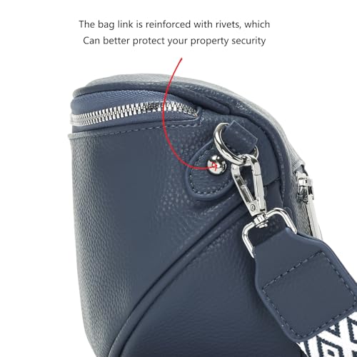 JSDOST Bauchtasche Damen klein Crossbody Bag Umhängetasche Damen Handtasche Veganes Leder Tasche Blau