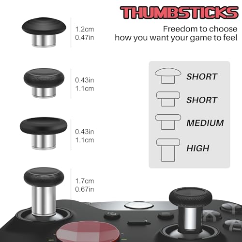 Image of 16 in 1 Metal Thumbsticks Suitable for Xbox One Elite Series 2, Elite Series 2 Core Controller Accessories Parts, 6 Metal Thumbsticks, 4 Paddles, 2 D-Pads and 4 Tool(Red)