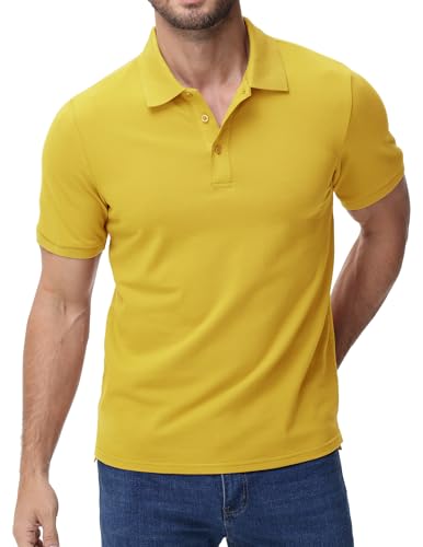 Image of MIER Men's Cotton Pique Polo Shirts, Short Sleeve Golf Work Casual Tops