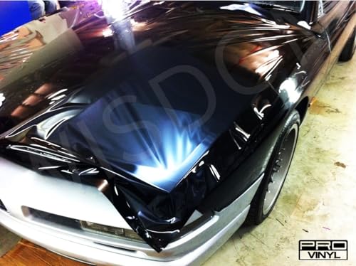 Image of WISDOM High Gloss Black Car Vinyl Wrap Roll Bubble Free Air-Release Self Adhesive Car Wrap for Vehicle Moto Furniture DIY Interior (Black Glossy, 20 Inch X 8 Feet)